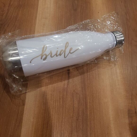 Bridal water bottle, gold and white - Picture 5 of 5